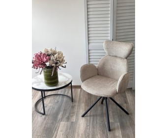 Стул VARDY 360 град.поворот. Brego-31 Бежевый, ткань/ 7525-01 Бежевый, велюр/Черный, ®DISAUR