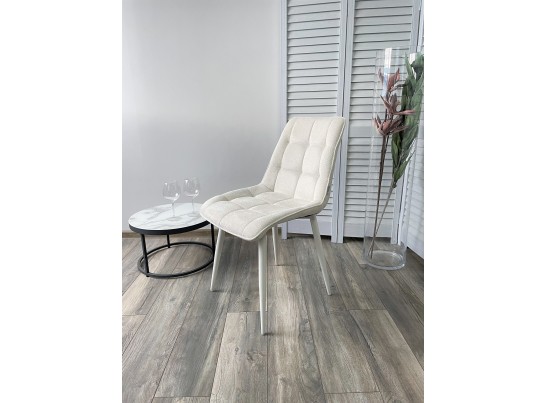 Стул CHIC WZ2042-01 молочный фактурный велюр/ белый каркас в Каменске-Уральском