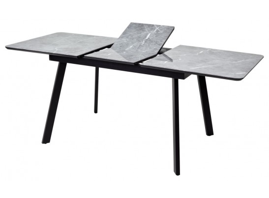 Стол АРУБА 140 Серый мрамор СКОРПИО , стекло / черный каркас в Каменске-Уральском