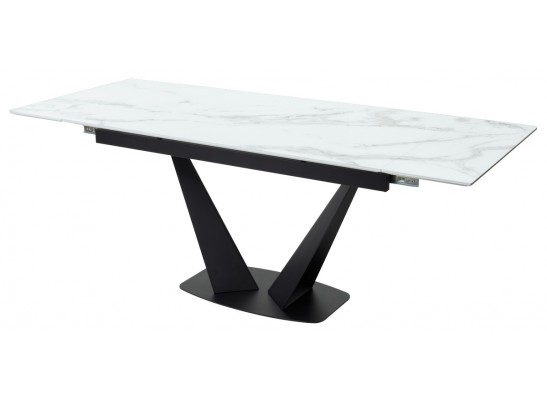 Стол Ниагара 140 Белый мрамор, стекло / черный каркас в Каменске-Уральском
