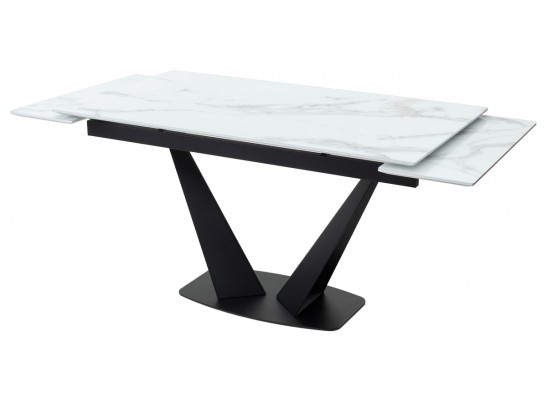 Стол Ниагара 140 Белый мрамор, стекло / черный каркас в Каменске-Уральском