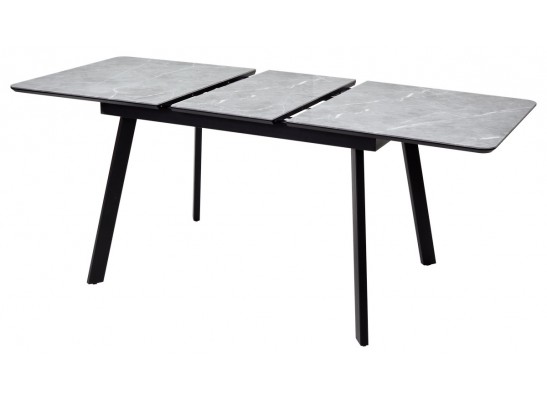 Стол АРУБА 140 Серый мрамор СКОРПИО , стекло / черный каркас в Каменске-Уральском
