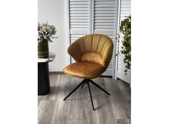 Стул ASTRA 360 град. поворот Желтый Sonic 68 ткань / 7525-132 велюр / черный каркас, ®DISAUR