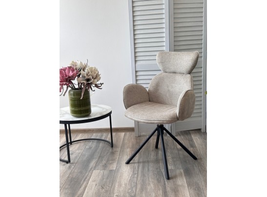 Стул VARDY 360 град.поворот. Brego-31 Бежевый, ткань/ 7525-01 Бежевый, велюр/Черный, ®DISAUR