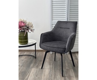 Стул RENLY 180 град. поворот. Brego-16 Темно-серый, ткань / Черный, ®DISAUR