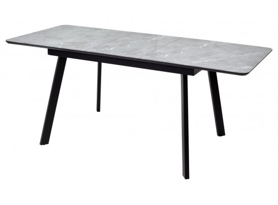 Стол АРУБА 140 Серый мрамор СКОРПИО , стекло / черный каркас в Каменске-Уральском