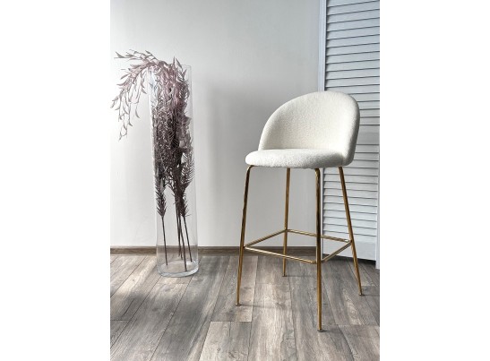 Барный стул GLADE NINI-01 Белый, teddy / золотой каркас в Каменске-Уральском