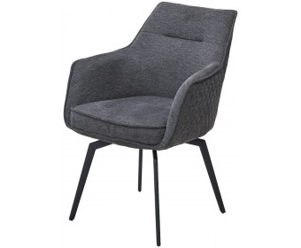 Стул RENLY 180 град. поворот. Brego-16 Темно-серый, ткань / Черный, ®DISAUR