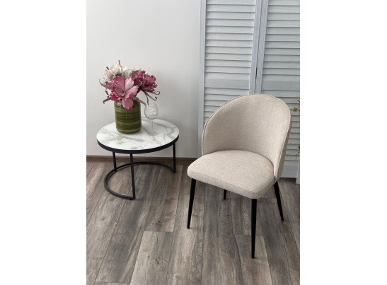 Стул GLORIA White CHACHA-140, ткань/ черный каркас, ®DISAUR в Каменске-Уральском