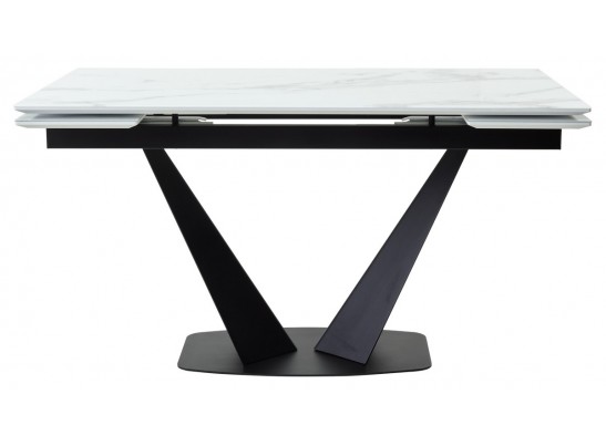 Стол Ниагара 140 Белый мрамор, стекло / черный каркас в Каменске-Уральском