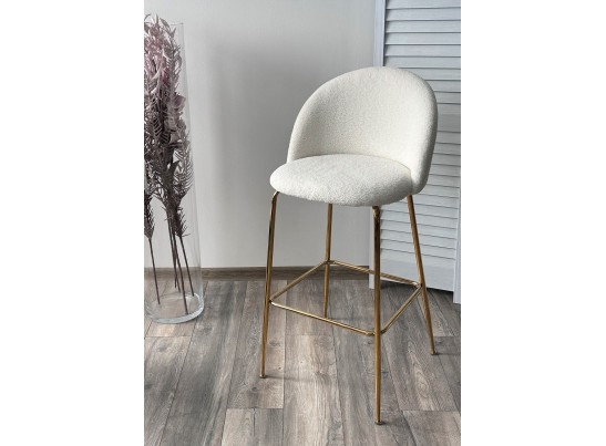 Барный стул GLADE NINI-01 Белый, teddy / золотой каркас в Каменске-Уральском