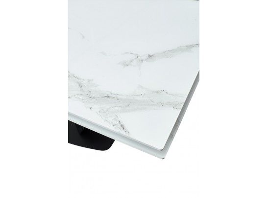 Стол Ниагара 140 Белый мрамор, стекло / черный каркас в Каменске-Уральском