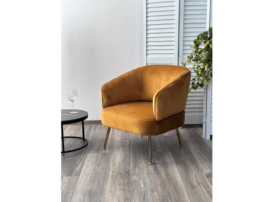 Кресло MUSSELS BLUVEL-68 желтый, велюр / золотой каркас в Каменске-Уральском