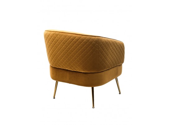 Кресло MUSSELS BLUVEL-68 желтый, велюр / золотой каркас в Каменске-Уральском