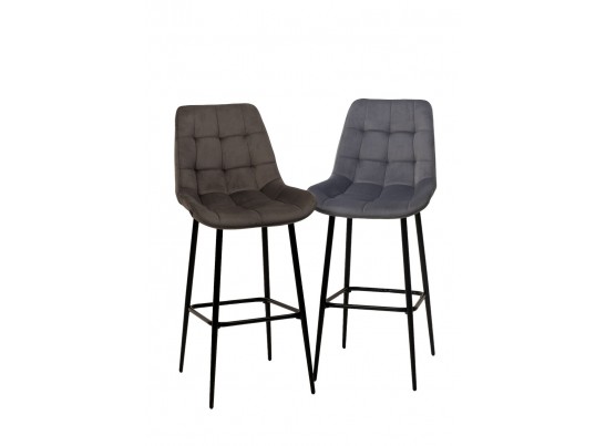 Барный стул ХОФМАН, цвет H-14 Серый, велюр / черный каркас в Каменске-Уральском