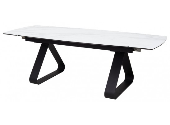 Стол Вильям 180 Белый мрамор, стекло / черный каркас, в Каменске-Уральском