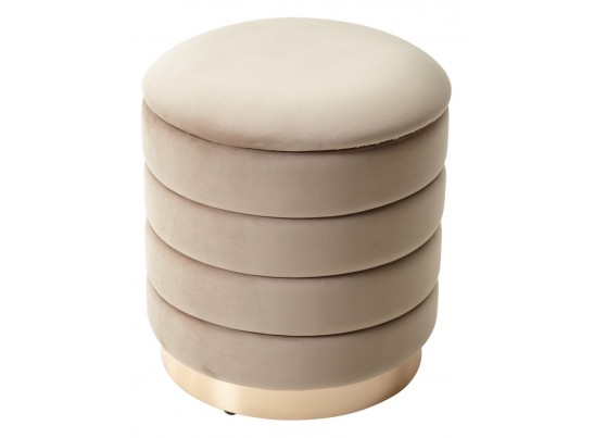 Пуф для гостиной ФРЕД бежевый #5, велюр / золотой каркас в Каменске-Уральском