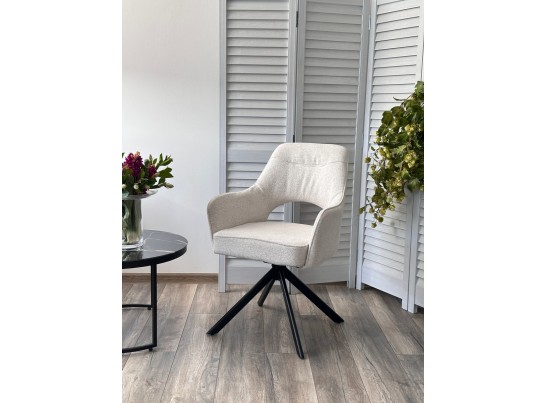 Стул GUARA 180 град. поворот. цвет бежево-белый RAVEN 22 / черный каркас, ®DISAUR в Каменске-Уральском