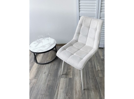 Стул CHIC WZ2042-18 белая галька, фактурный велюр/ белый каркас в Каменске-Уральском