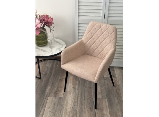 Стул NOVARA Barrel-09 Бежевый, ткань / черный каркас / Товарный знак DISAUR в Каменске-Уральском