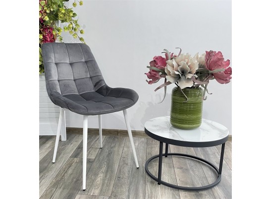 Стул ХОФМАН, цвет H-15 Темно-серый, велюр / белый каркас в Каменске-Уральском