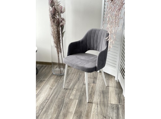 Стул FANTINE-LA СЕРЫЙ #27, велюр/ белый каркас в Каменске-Уральском