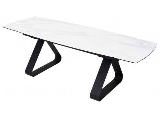Стол Вильям 180 Белый мрамор, стекло / черный каркас, в Каменске-Уральском