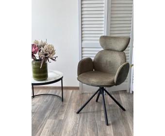 Стул VARDY 360 град.поворот. Brego-77 Зеленый, ткань/ 7525-156 Зеленый, велюр/Черный, ®DISAUR