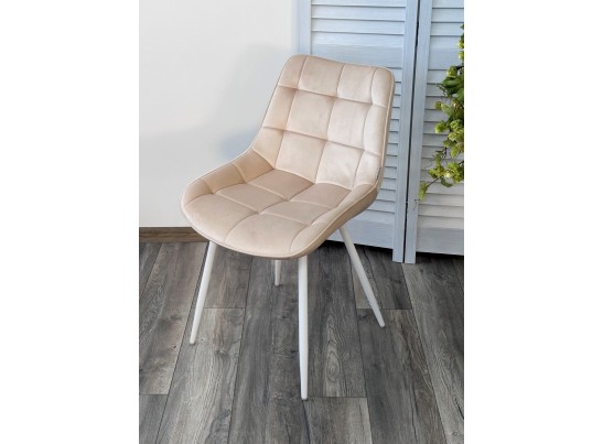 Стул MIAMI G062-03 светлый беж, велюр/ белый каркас в Каменске-Уральском