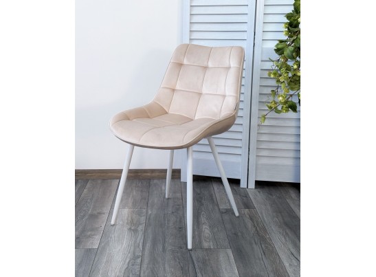 Стул MIAMI G062-03 светлый беж, велюр/ белый каркас в Каменске-Уральском