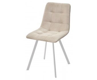Стул CHILLI-Q SQUARE светло-бежевый #2, велюр / белый каркас, 4 шт./1 к, 