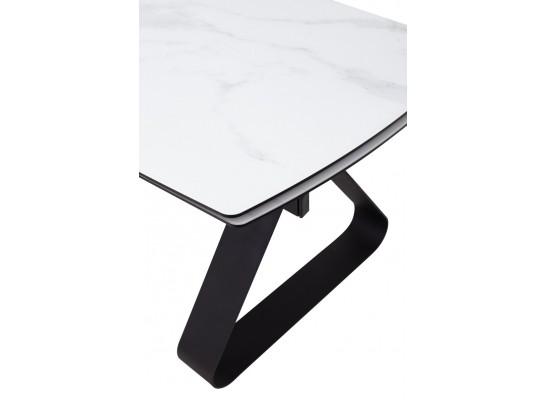 Стол Вильям 180 Белый мрамор, стекло / черный каркас, в Каменске-Уральском
