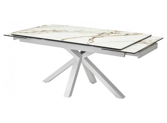 Стол ALTO 160 KL-188 Контрастный мрамор матовый, итальянская керамика/ белый каркас в Каменске-Уральском