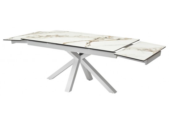 Стол ALTO 160 KL-188 Контрастный мрамор матовый, итальянская керамика/ белый каркас в Каменске-Уральском