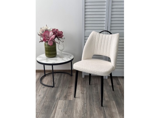 Стул JANETY UF998-01 белый, букле / черный каркас / Товарный знак DISAUR в Каменске-Уральском