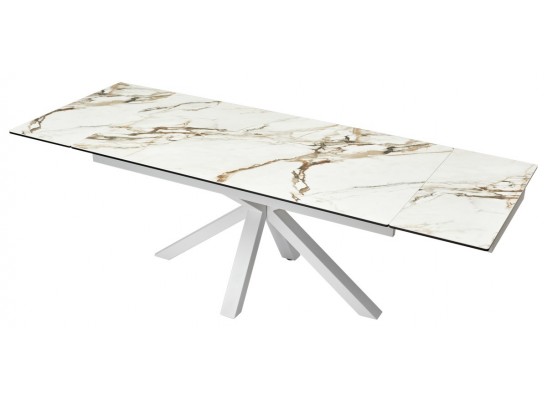 Стол ALTO 160 KL-188 Контрастный мрамор матовый, итальянская керамика/ белый каркас в Каменске-Уральском