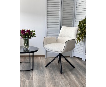 Стул VIRS 360 град. поворот. с возвратом, EDELWEISS#1 белый, букле/ JC531-7 беж/ Черный, ®DISAUR