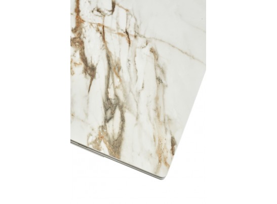 Стол ALTO 160 KL-188 Контрастный мрамор матовый, итальянская керамика/ белый каркас в Каменске-Уральском