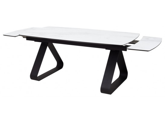 Стол Вильям 180 Белый мрамор, стекло / черный каркас, в Каменске-Уральском