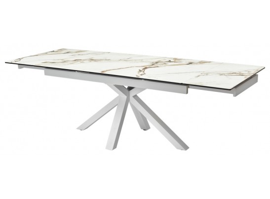 Стол ALTO 160 KL-188 Контрастный мрамор матовый, итальянская керамика/ белый каркас в Каменске-Уральском