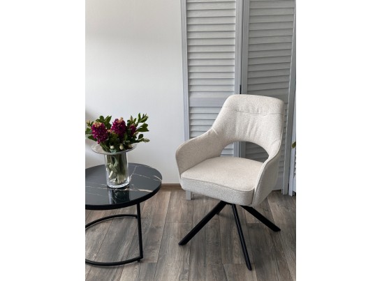 Стул GUARA 180 град. поворот. цвет бежево-белый RAVEN 22 / черный каркас, ®DISAUR в Каменске-Уральском