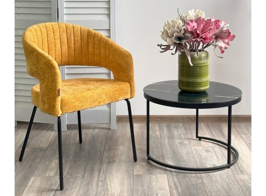 Стул SNUG 3018-08 горчичный, шенилл / черный каркас, ®DISAUR в Каменске-Уральском